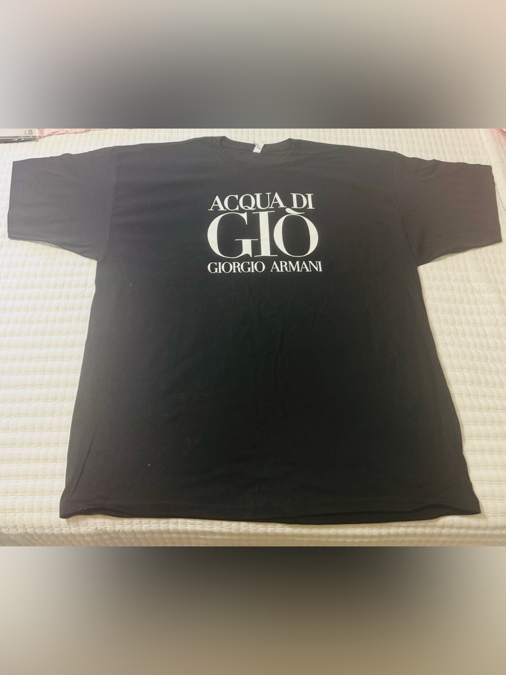 Giorgio Armani Black Tee with White ACQUA DI GIÒ Logo